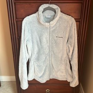 Columbia Textured Fleece Light Blue Full Zip Jacket